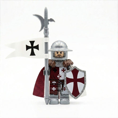 Dark Red Teutonic Standard Bearer - Brick Bros