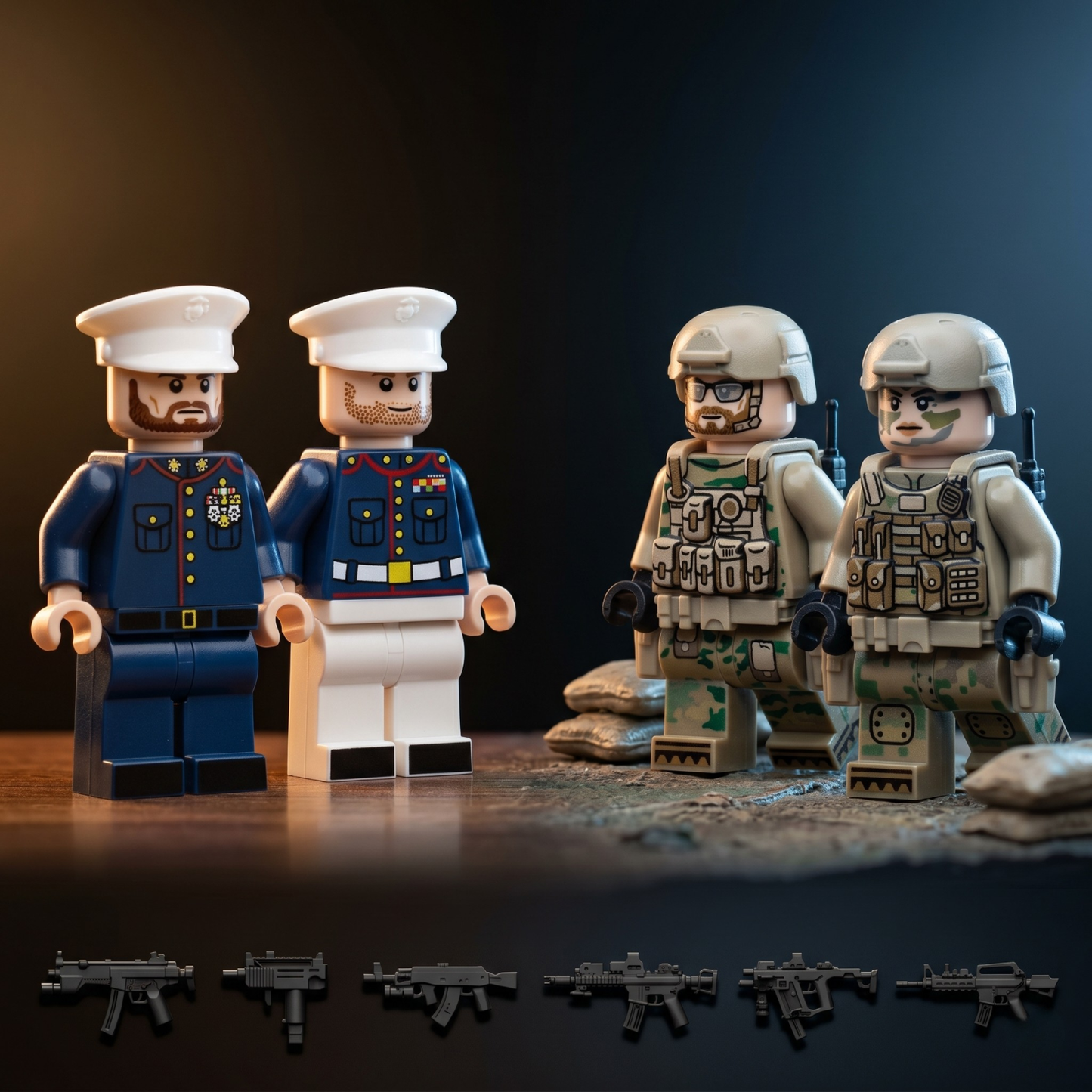 US Marines Minifigures Set — 4 Combat Figures