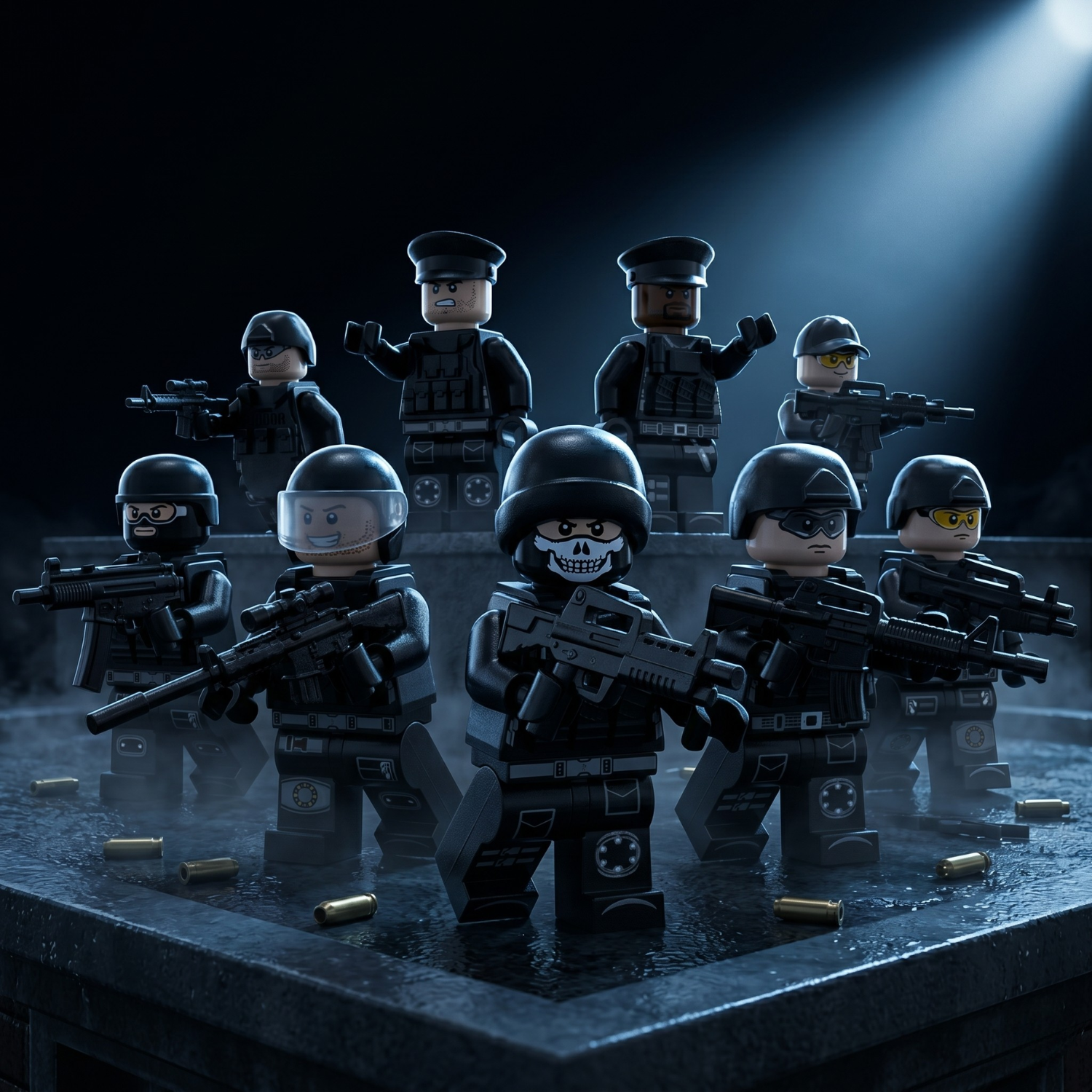 SWAT Special Ops Night Unit — 12 All-Black Figures