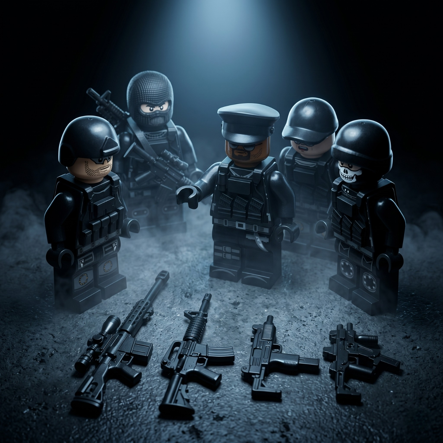 SWAT Special Ops Night Unit — 12 All-Black Figures