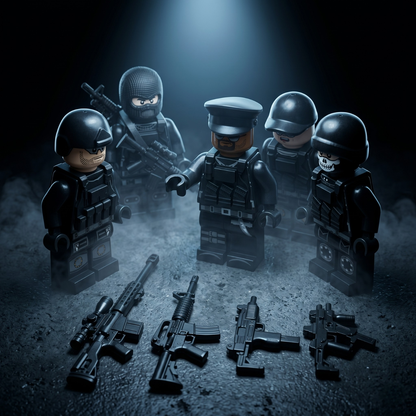 SWAT Special Ops Night Unit — 12 All-Black Figures