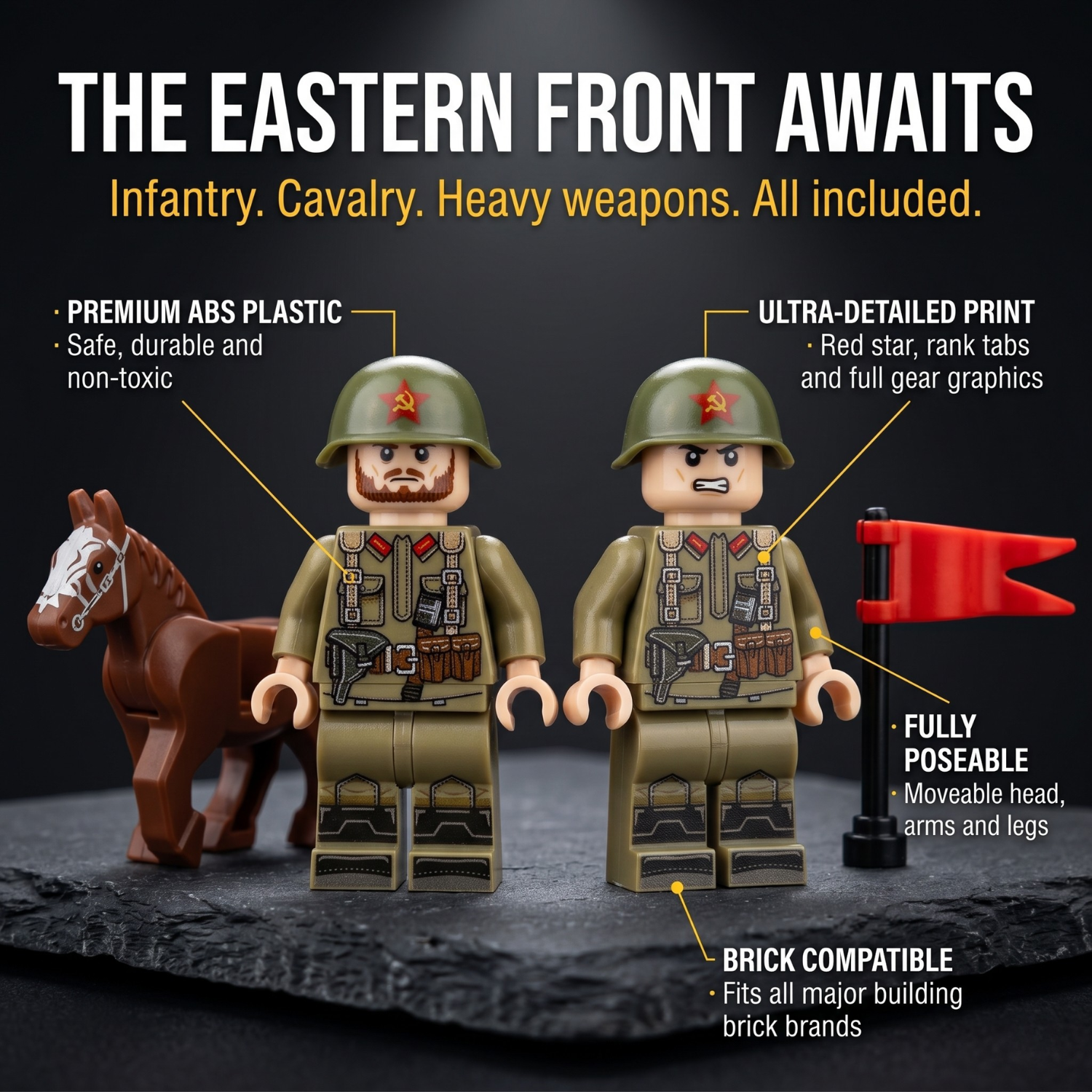 WWII Soviet Infantry Mega Set — 12 Soldiers