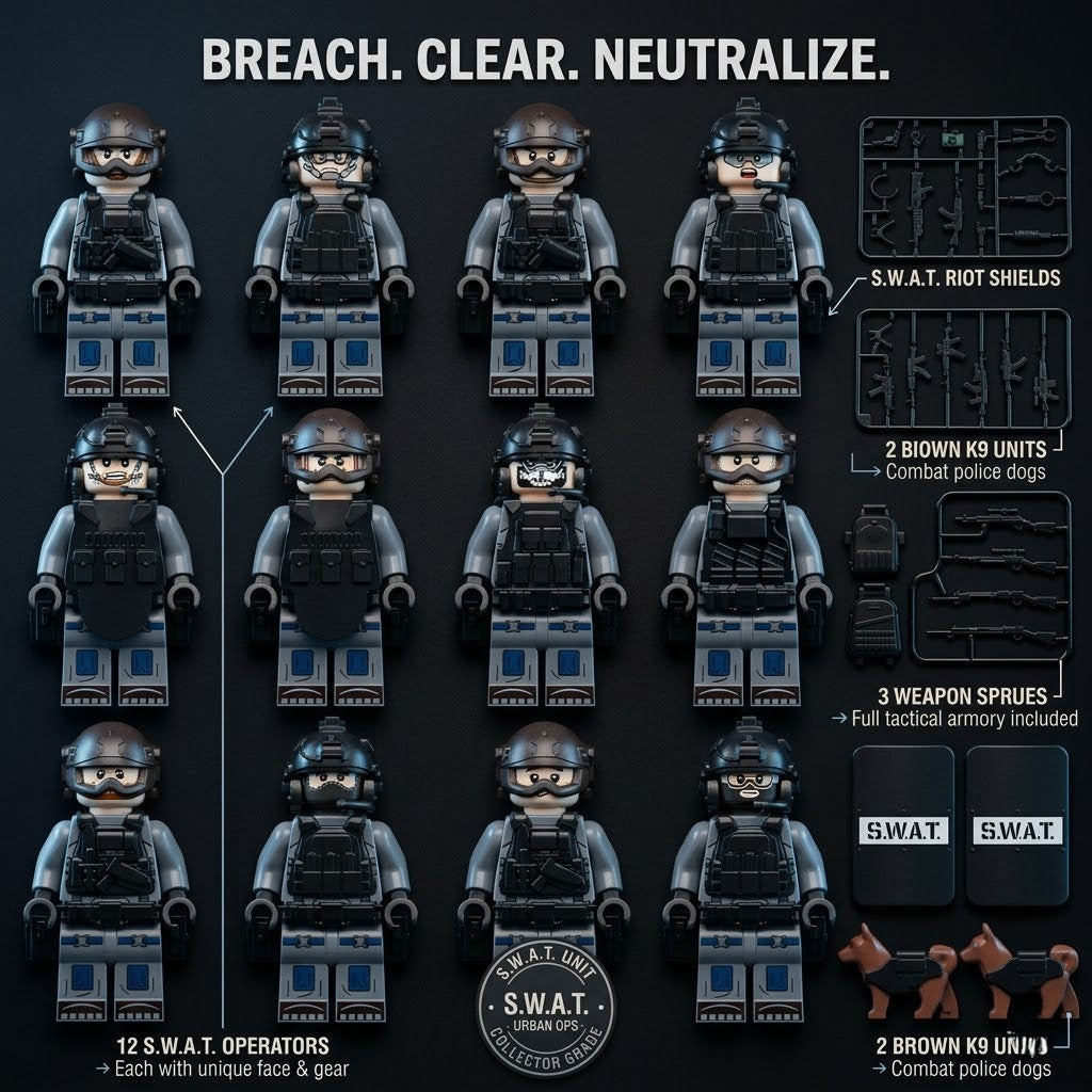 Grey SWAT Tactical Squad 12-Pack