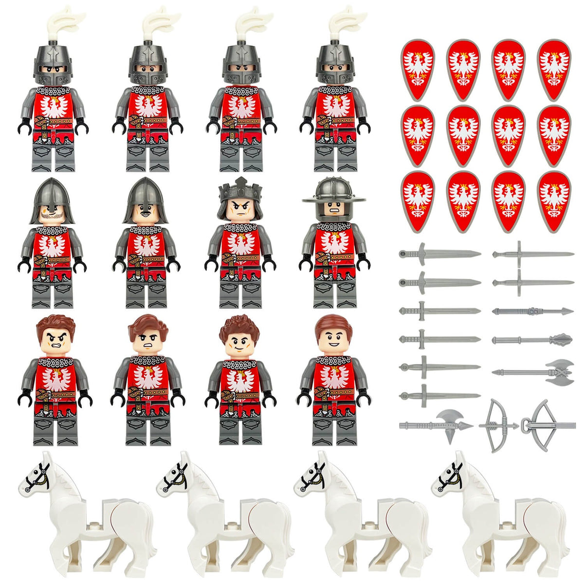 Medieval Red Eagle Knights Cavalry Set