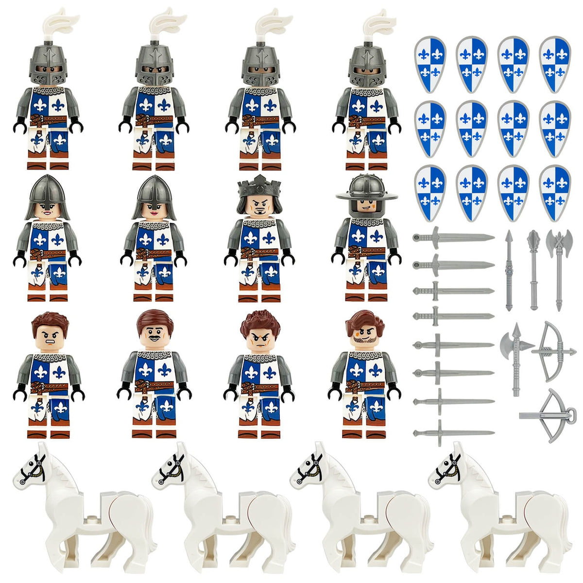 Medieval Blue Fleur-de-Lis Knights Cavalry Set