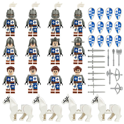 Medieval Blue Fleur-de-Lis Knights Cavalry Set