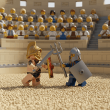 Golden-Helmeted Gladiator with Sword and Shield Minifigure - Brick Bros