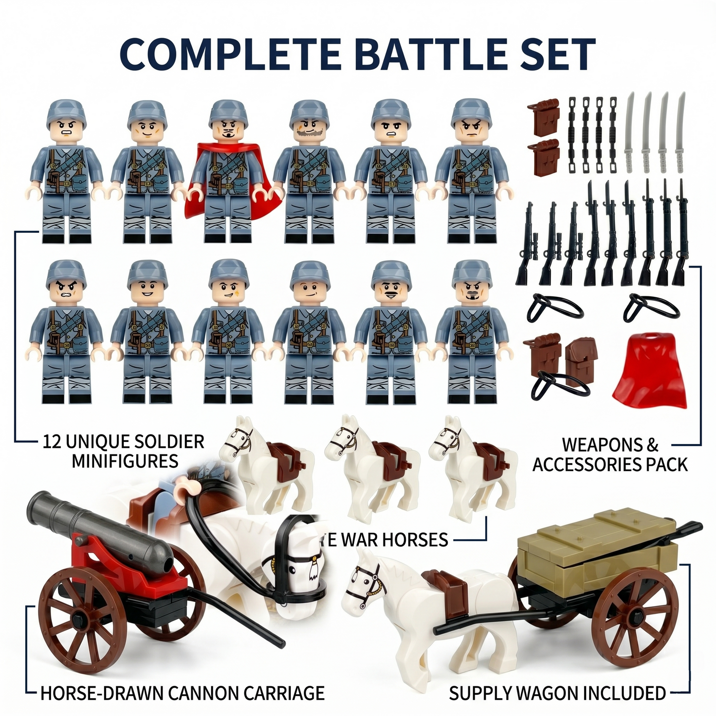 Chinese Republican Army Minifigures Set — 12 Soldiers
