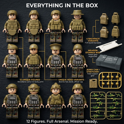 Woodland Camo Military Mega Set — 12 Soldiers
