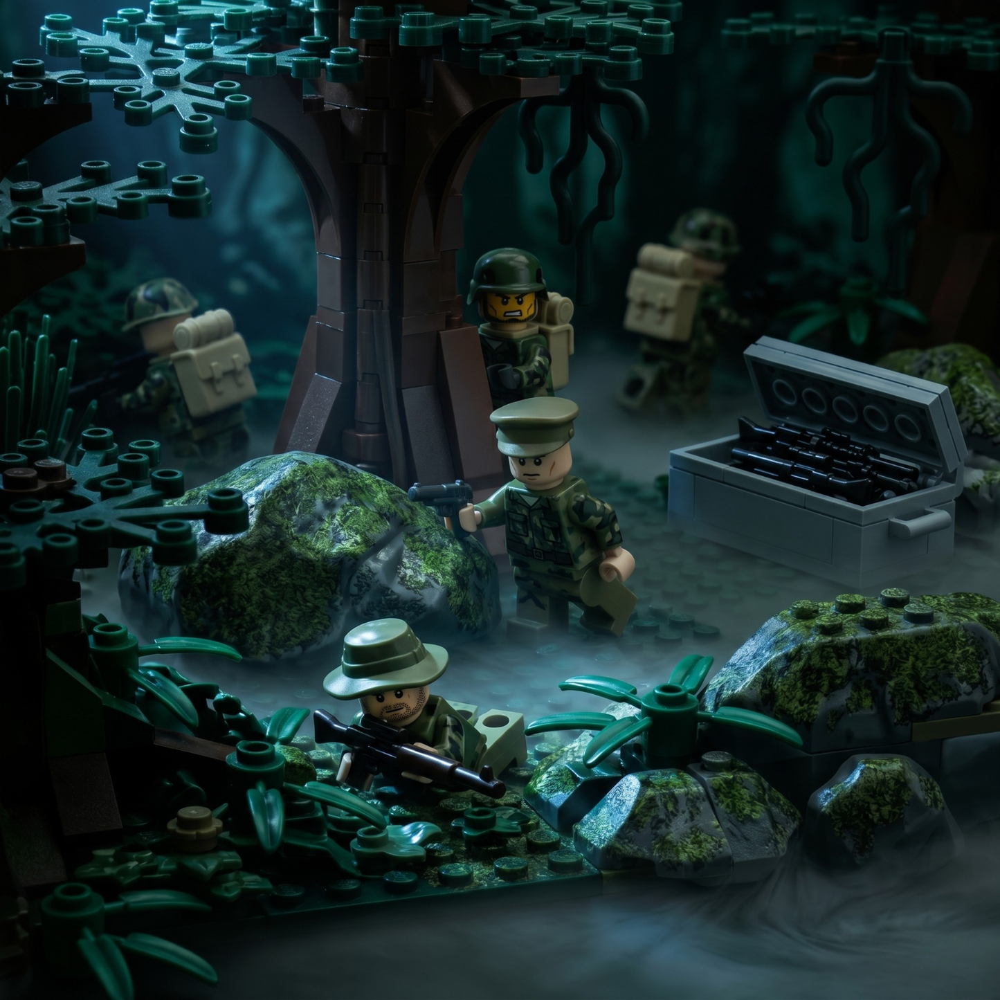 Woodland Camo Military Mega Set — 12 Soldiers