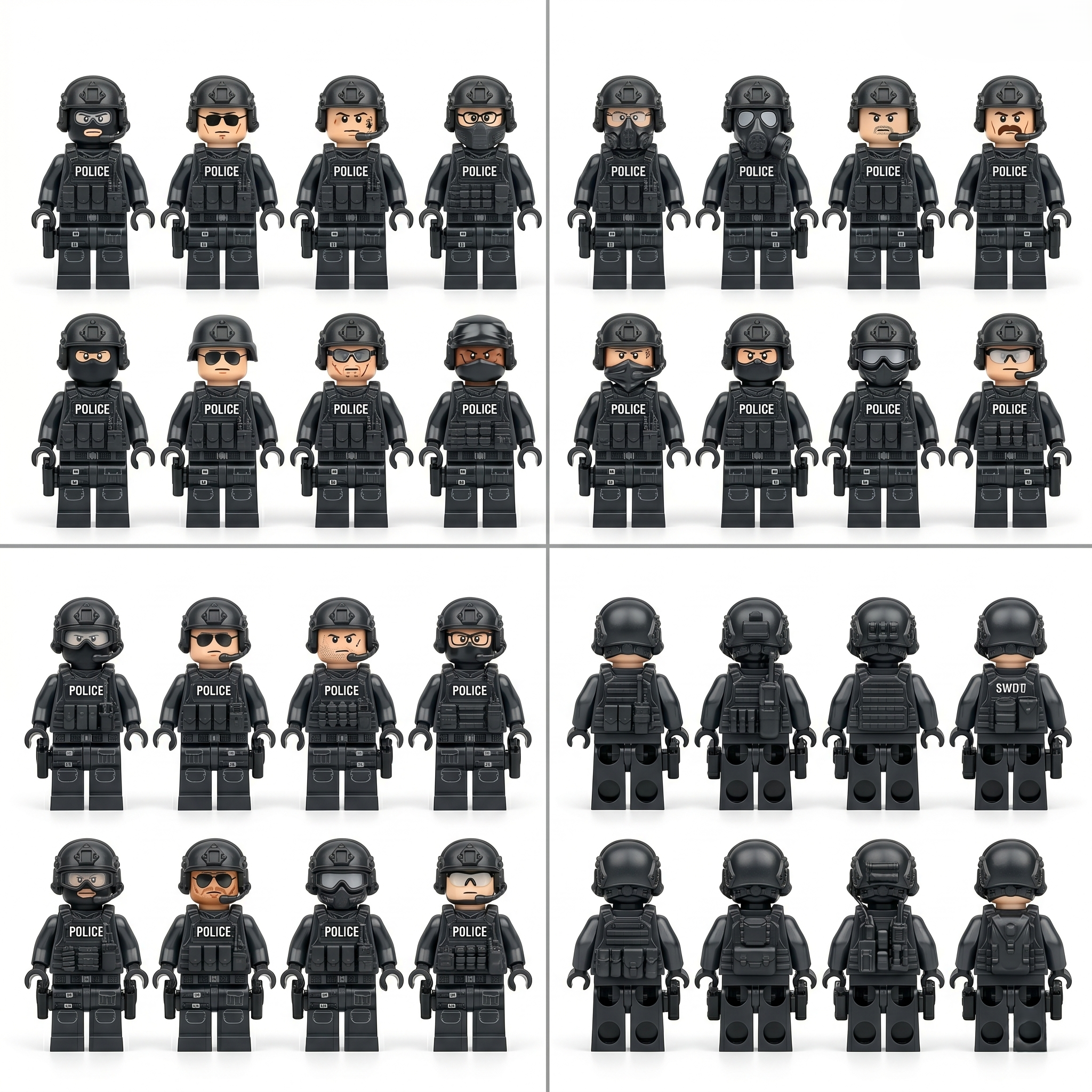Police Minifigures Set — 12 Soldiers
