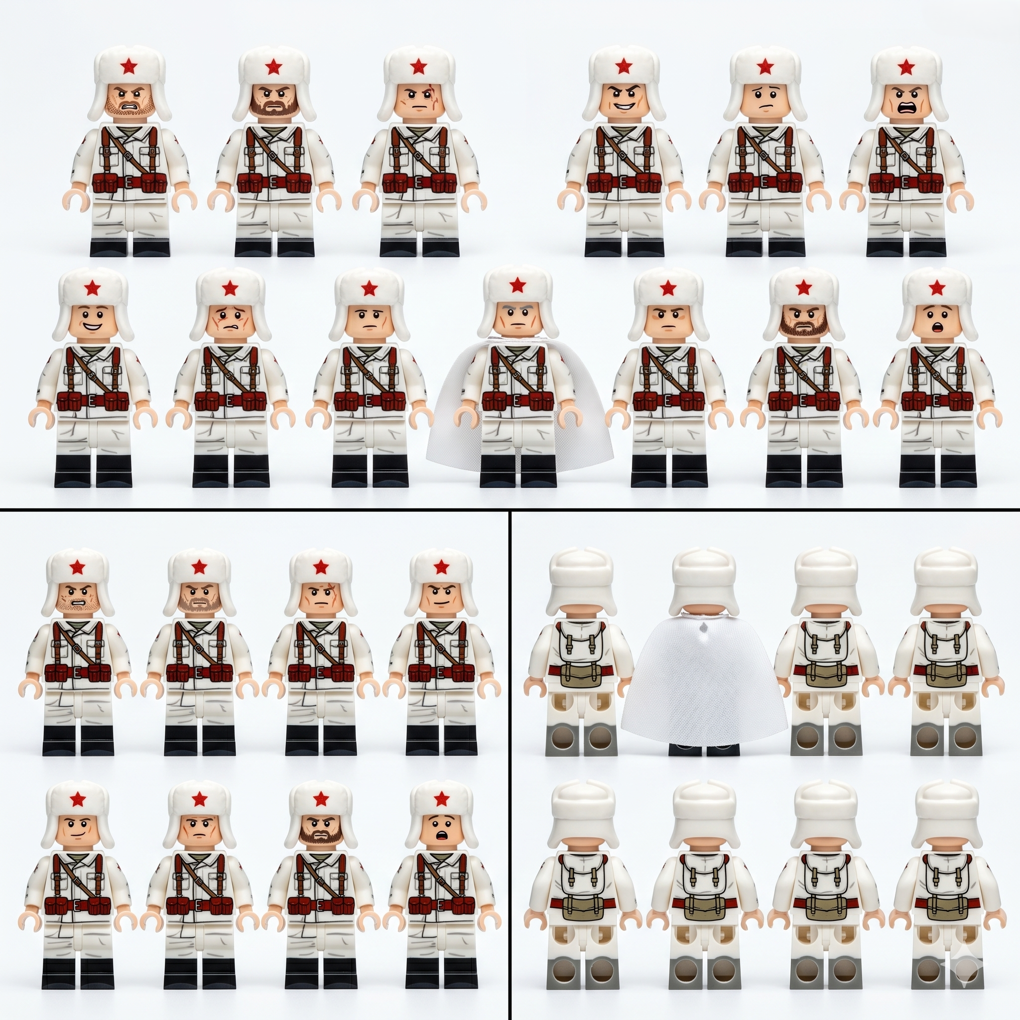 WW2 Soviet Winter Minifigures Set — 12 Soldiers