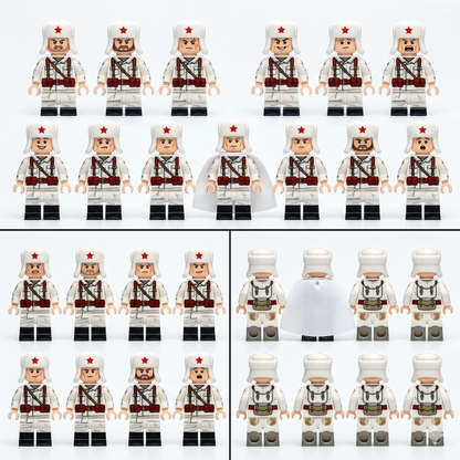 WW2 Soviet Winter Minifigures Set — 12 Soldiers