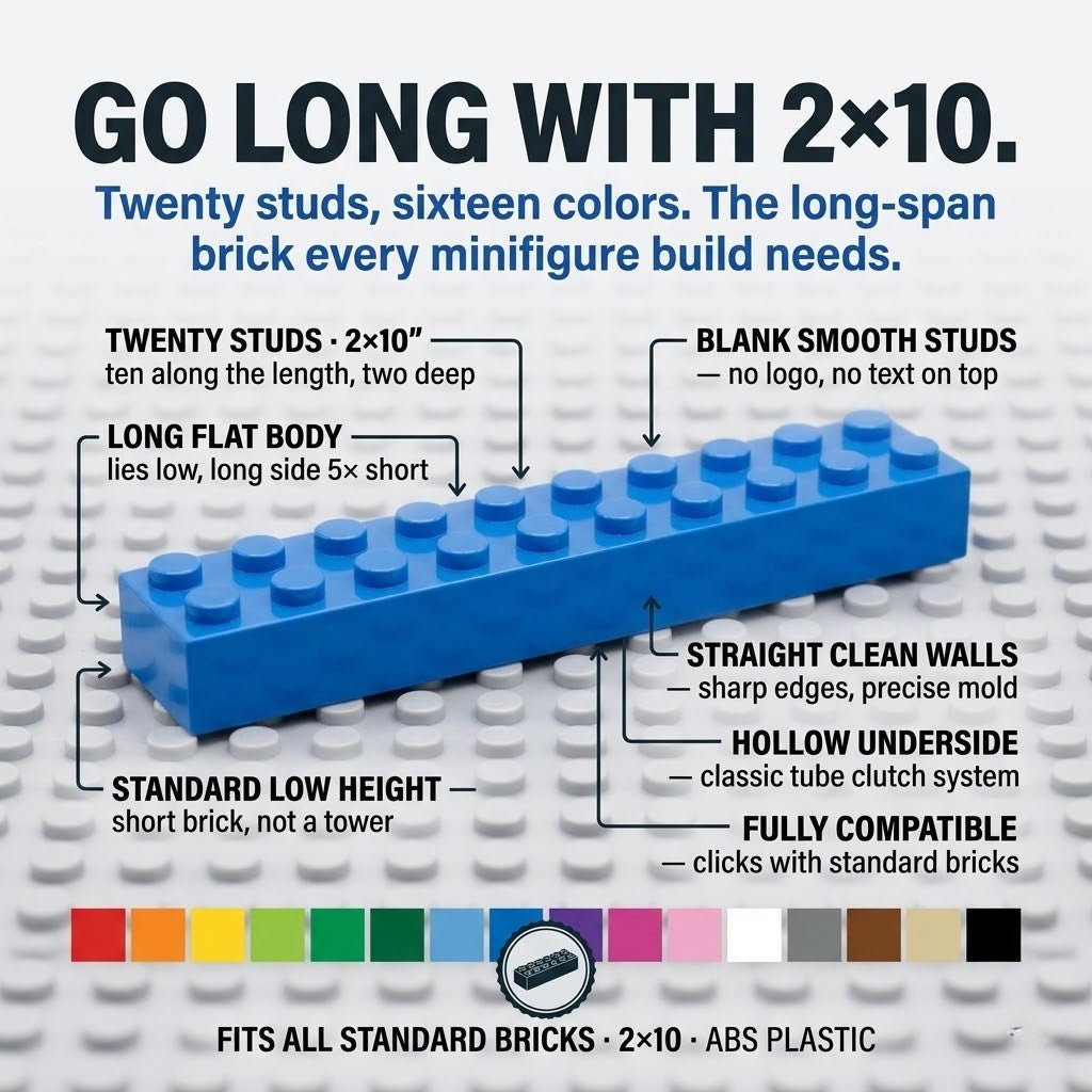 Single-Color Building Bricks 'Fat' 2x2 - 2x10 - Brick BrosBuilding Bricks