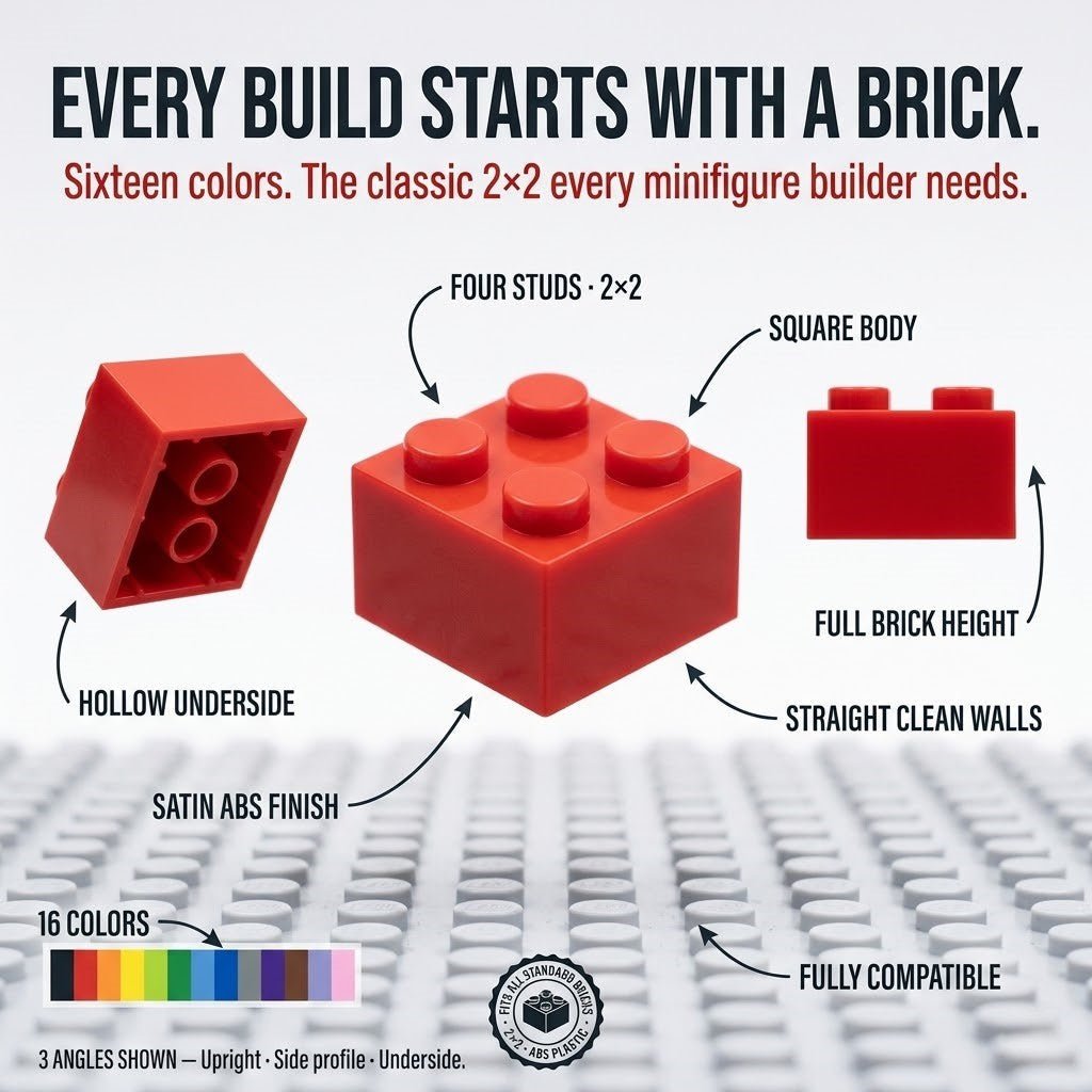 Single-Color Building Bricks 'Fat' 2x2 - 2x10 - Brick BrosBuilding Bricks
