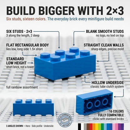 Single-Color Building Bricks 'Fat' 2x2 - 2x10 - Brick BrosBuilding Bricks
