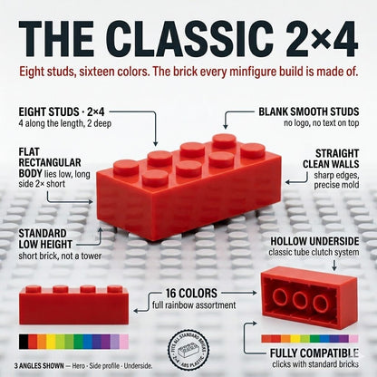 Single-Color Building Bricks 'Fat' 2x2 - 2x10 - Brick BrosBuilding Bricks