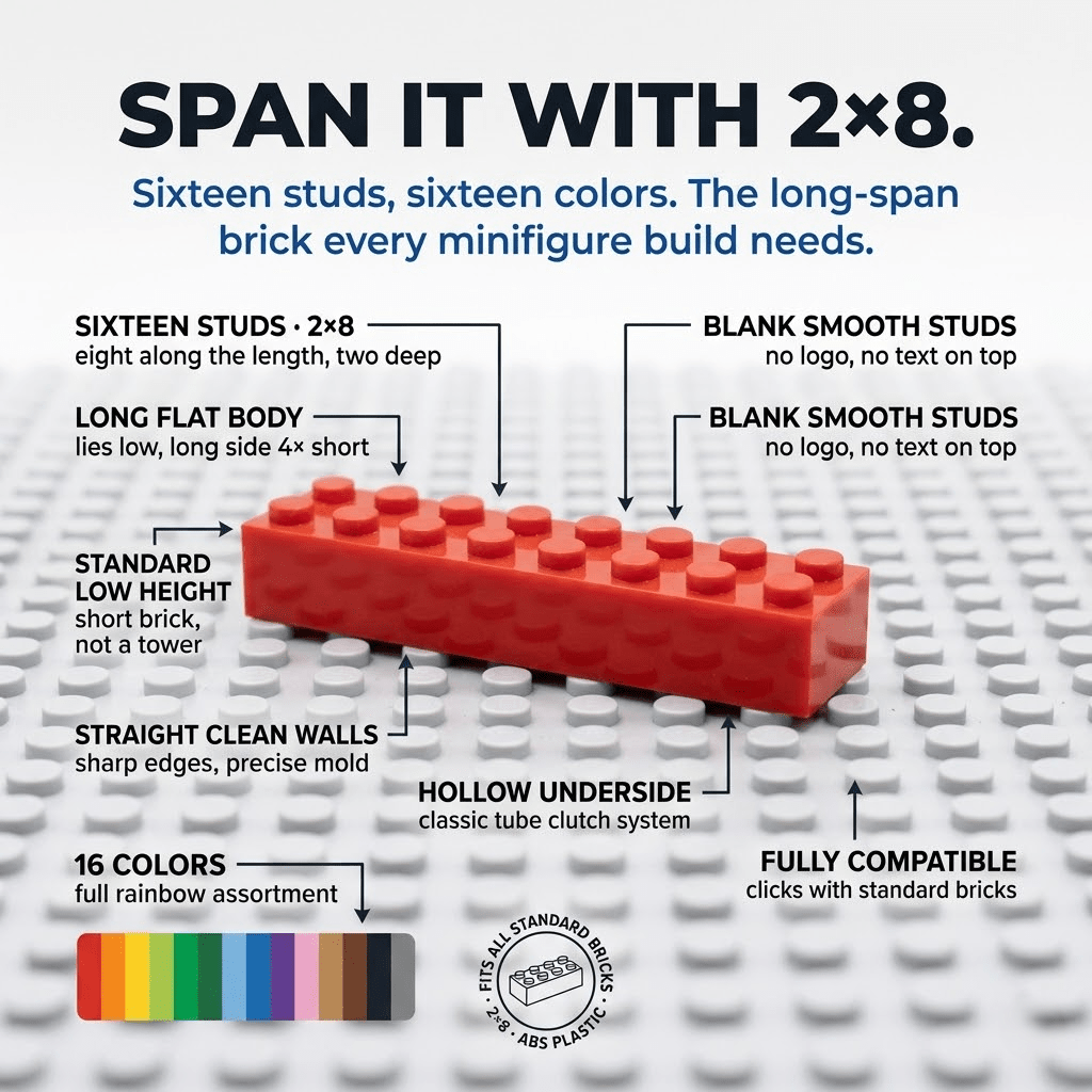 Single-Color Building Bricks 'Fat' 2x2 - 2x10 - Brick BrosBuilding Bricks
