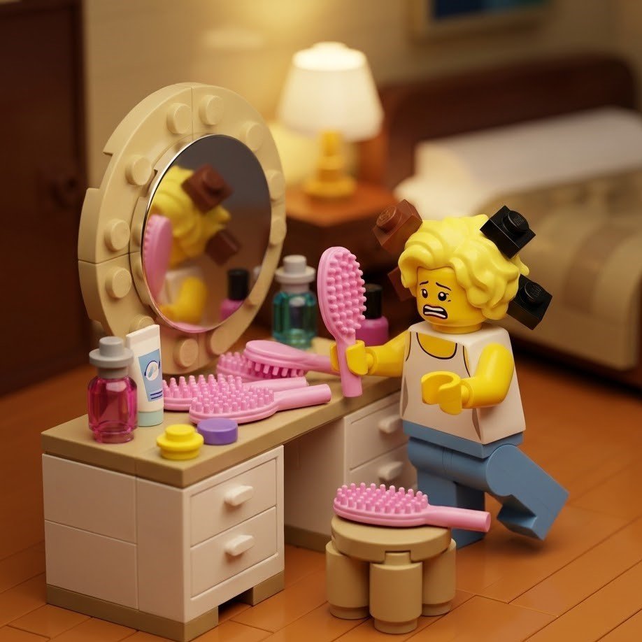 Pink Hair Brush Accessory Minifigure, brick-compatible minifigure accessory from Brick Bros, view 5