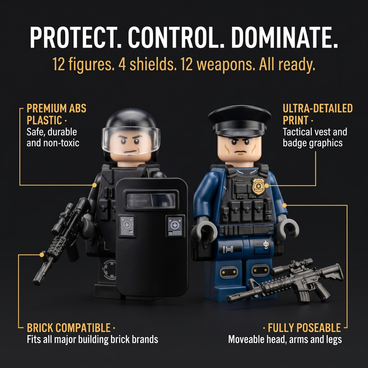 Police Riot Control Set — 12 Figures
