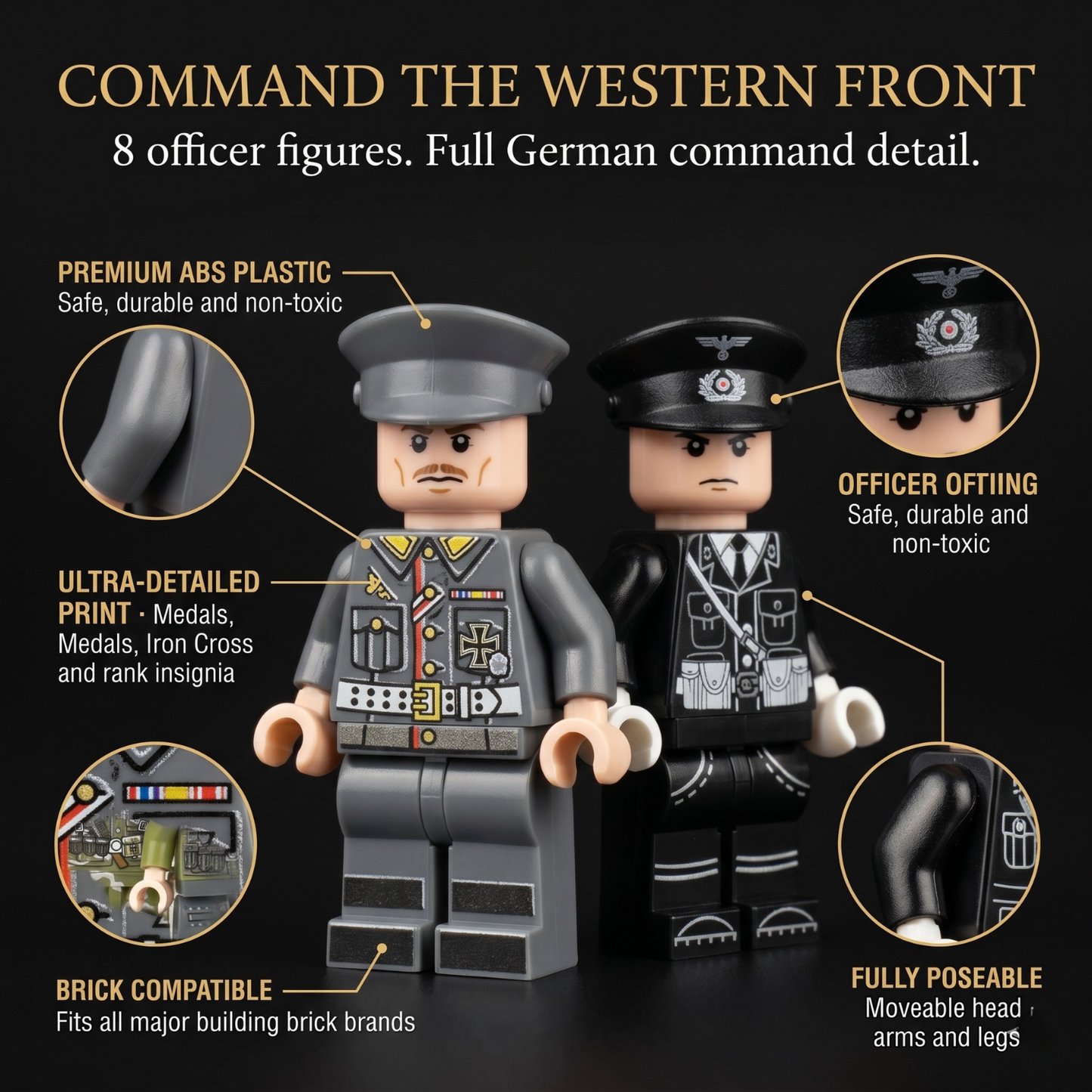 WWII German Command Officer Set — 8 Unique Soldiers