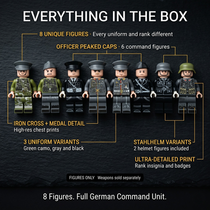 WWII German Command Officer Set — 8 Unique Soldiers
