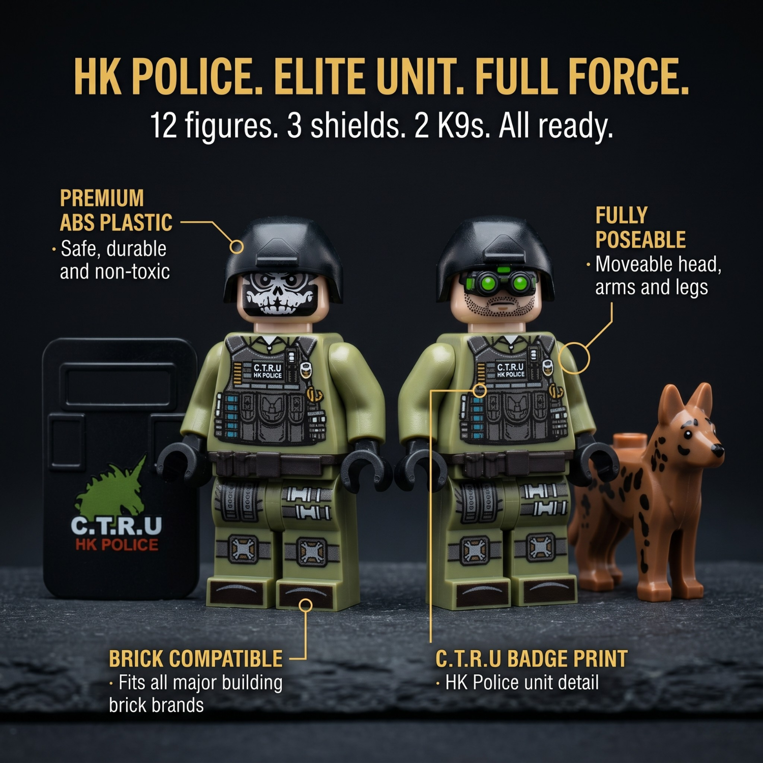 C.T.R.U HK Police Elite Unit — 12 Figures