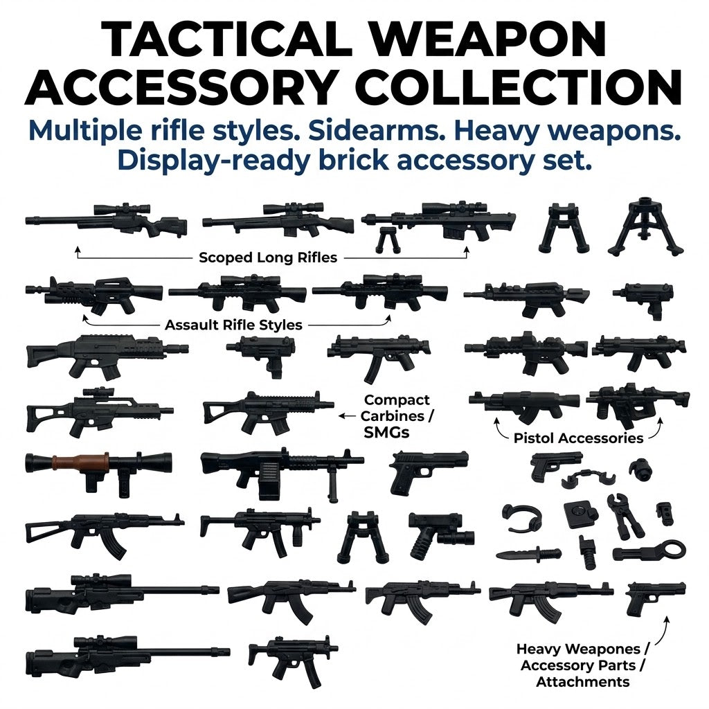 Tactical Weapon Accessory Collection Minifigure Accessory (Rifles, SMGs, Sidearms & Heavy Weapons)
