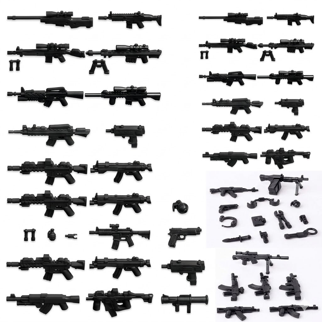 Tactical Weapon Accessory Collection Minifigure Accessory (Rifles, SMGs, Sidearms & Heavy Weapons)