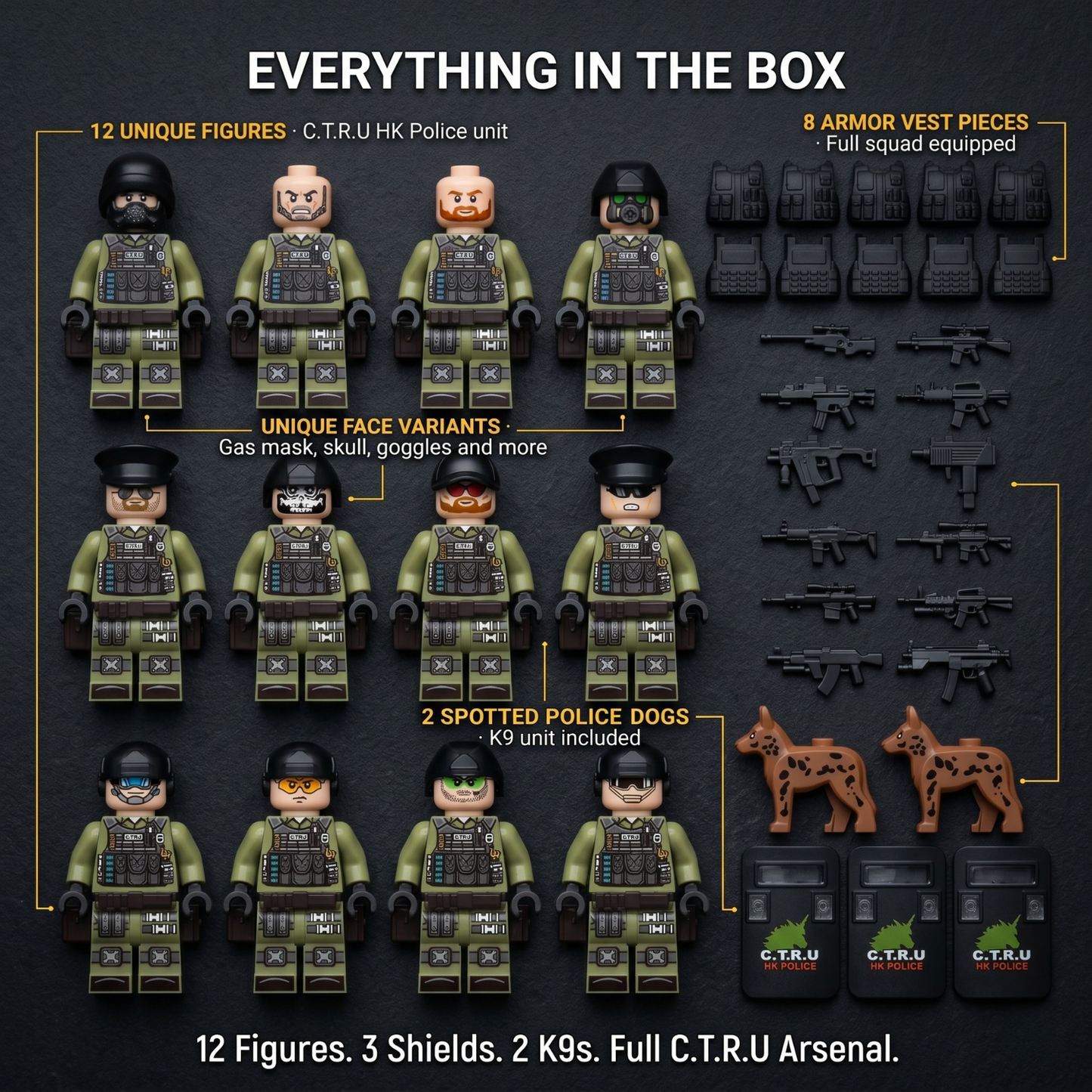 C.T.R.U HK Police Elite Unit — 12 Figures