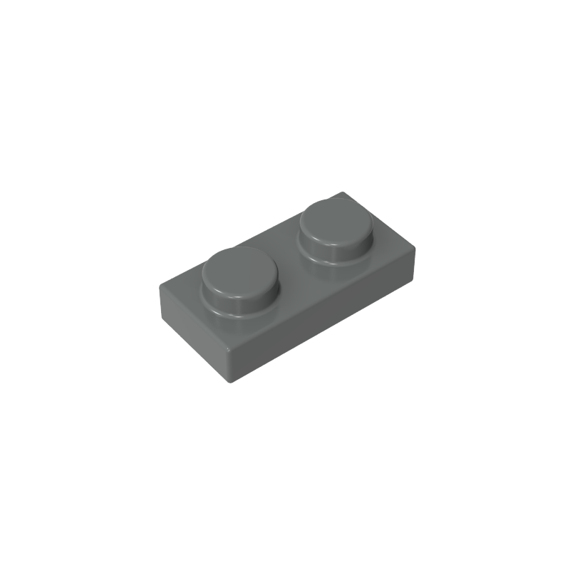 1x2 Dark Grey standard studded plate reference; one example piece