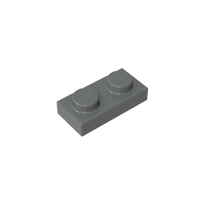 1x2 Dark Grey standard studded plate reference; one example piece