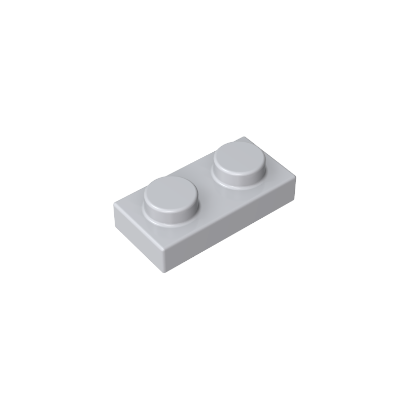 1x2 Grey standard studded plate reference; one example piece