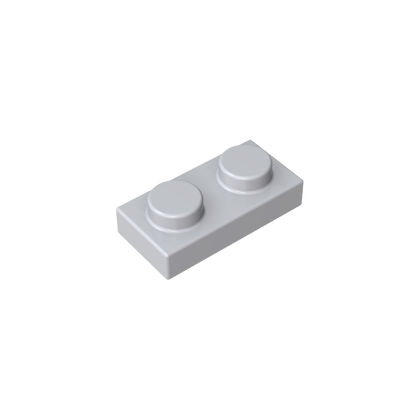 1x2 Grey standard studded plate reference; one example piece