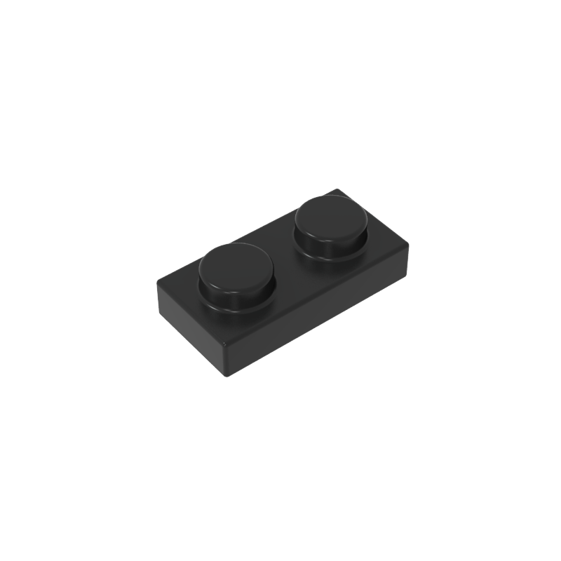 1x2 Black standard studded plate reference; one example piece