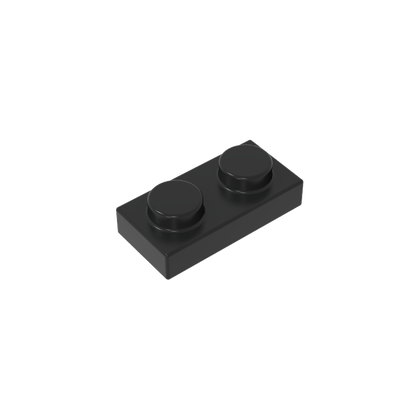 1x2 Black standard studded plate reference; one example piece