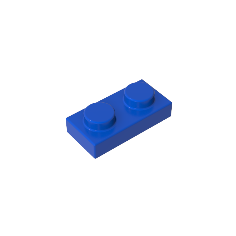 1x2 Blue standard studded plate reference; one example piece