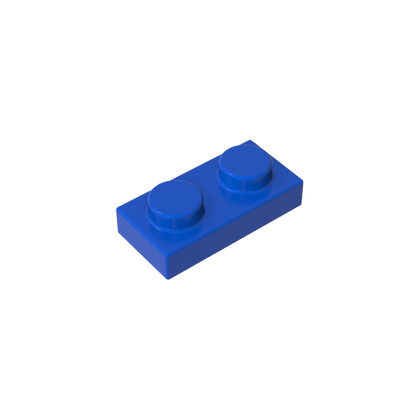 1x2 Blue standard studded plate reference; one example piece