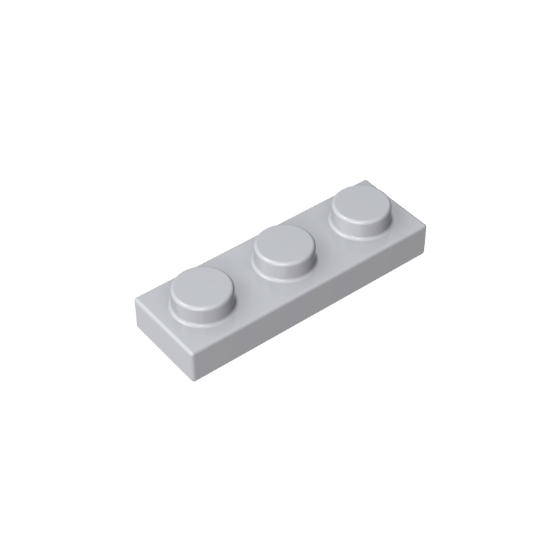 1x3 Grey standard studded plate reference; one example piece