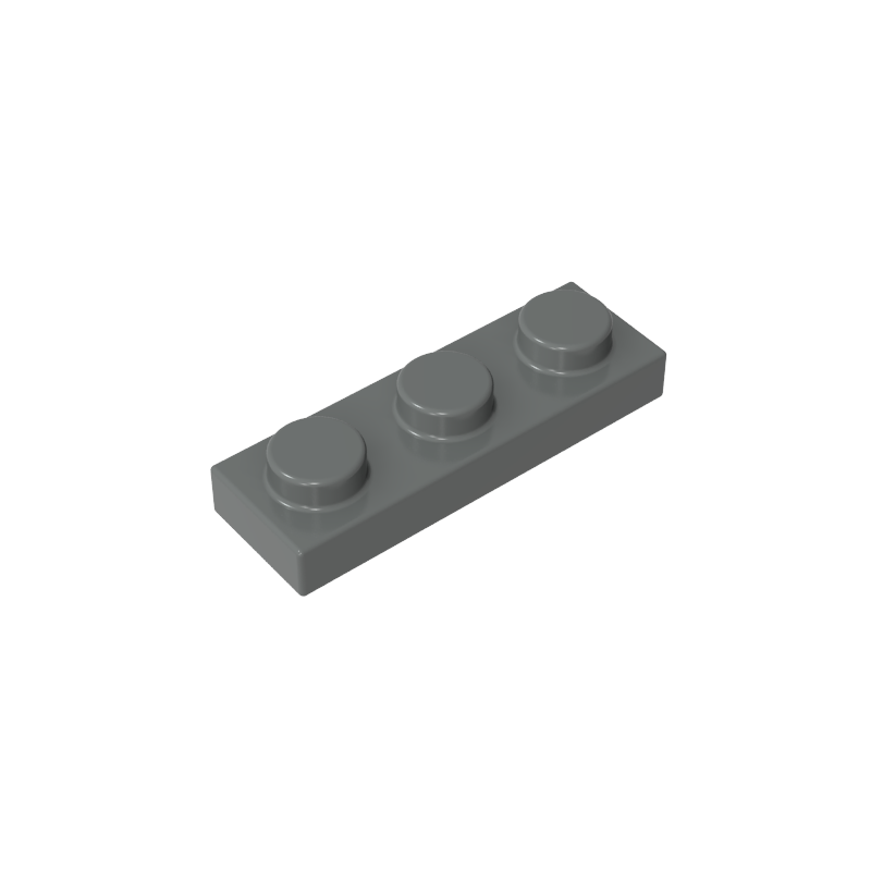 1x3 Dark Grey standard studded plate reference; one example piece