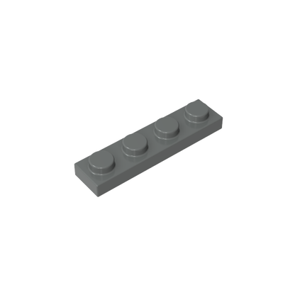 1x4 Dark Grey standard studded plate reference; one example piece