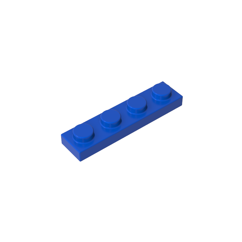 1x4 Blue standard studded plate reference; one example piece