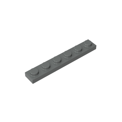 1x6 Dark Grey standard studded plate reference; one example piece