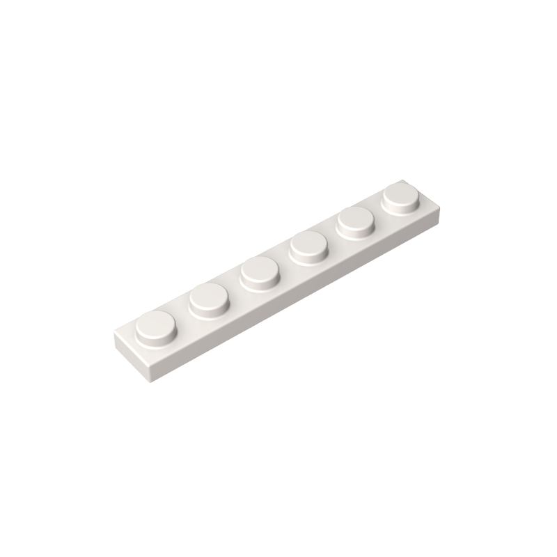 1x6 White standard studded plate reference; one example piece