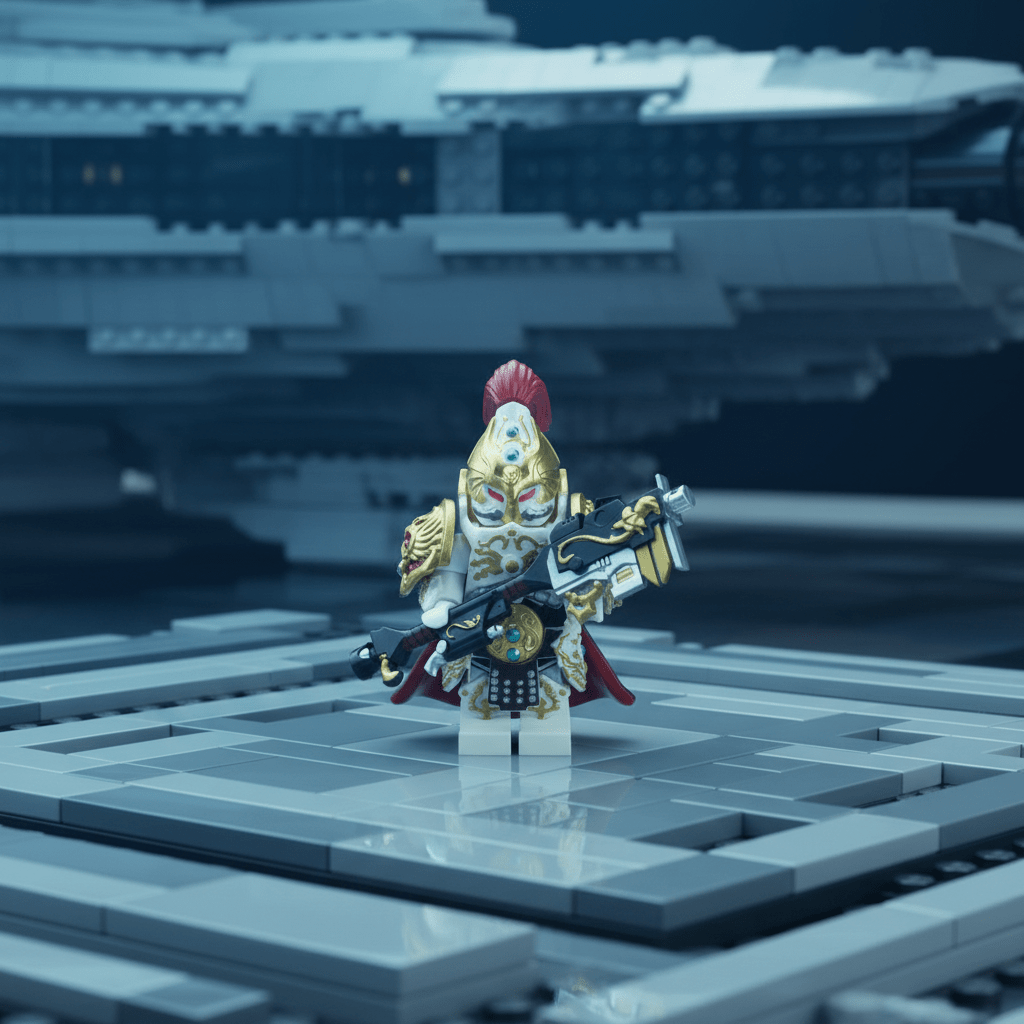 Imperial Sentinel with Gun-Axe Minifigure (White Armor) - Brick BrosKnights
