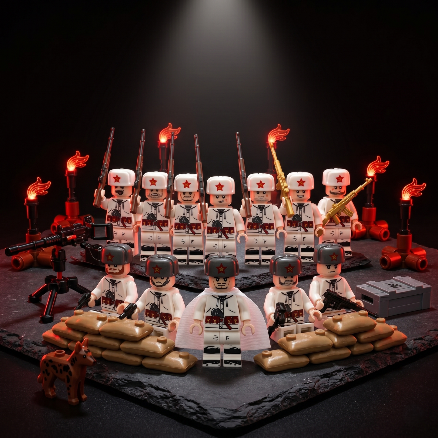 WW2 Soviet Winter Minifigures Set — 12 Soldiers