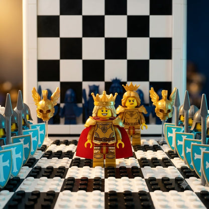 Knights Battle Chess Set - Blue vs Black Minifigure Armies