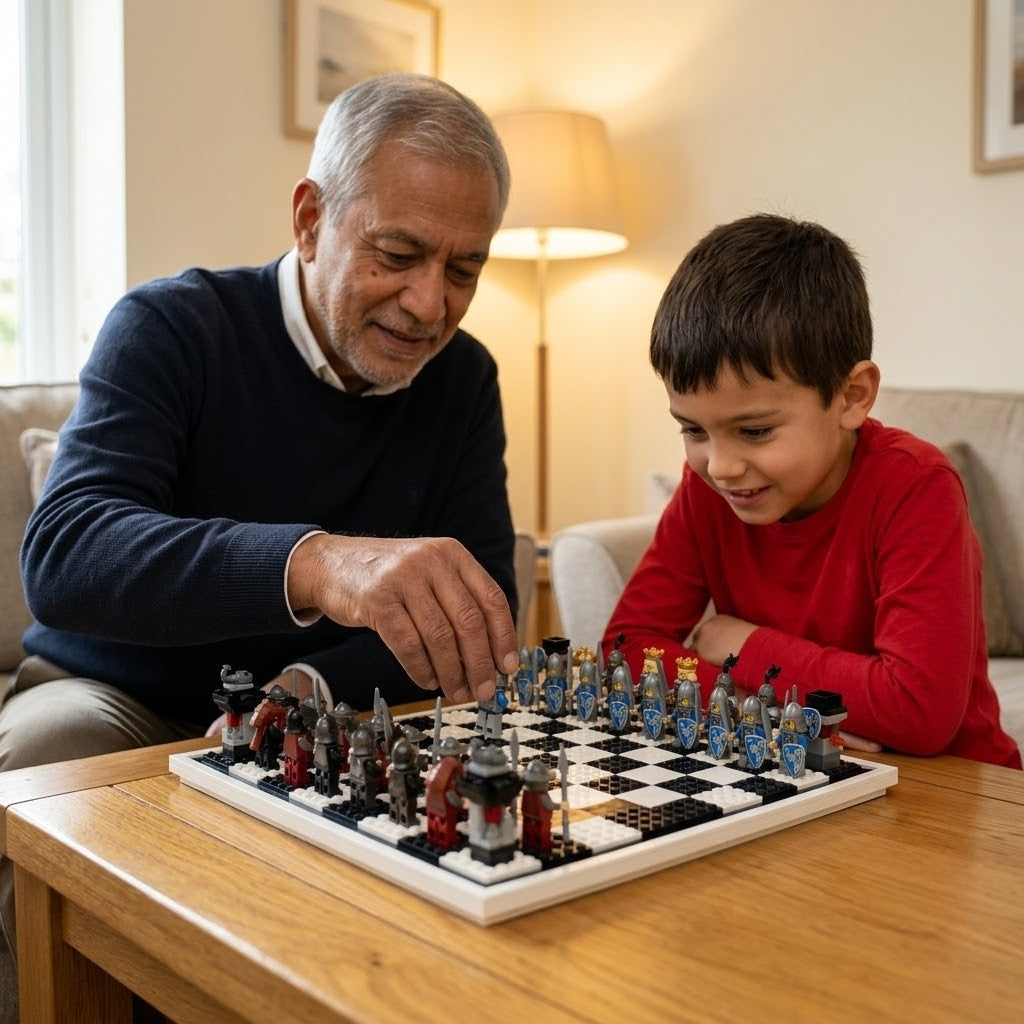 Knights Battle Chess Set - Blue vs Red Minifigure Armies