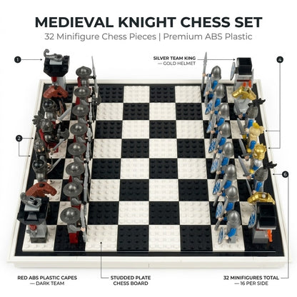 Knights Battle Chess Set - Blue vs Red Minifigure Armies