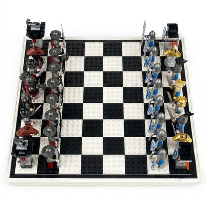Knights Battle Chess Set - Blue vs Red Minifigure Armies